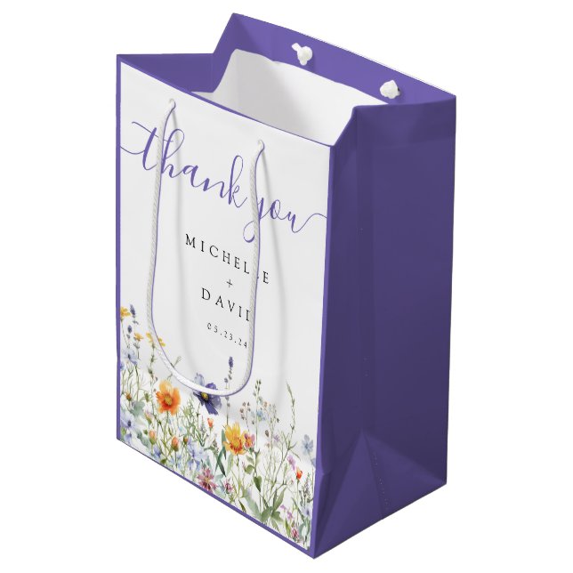 Wildblume Gastgeschenk Hochzeit Mittlere Geschenktüte (Vorderseite Schrägansicht)
