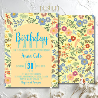 Wildblume Geburtstag Rustikales Party Einladung