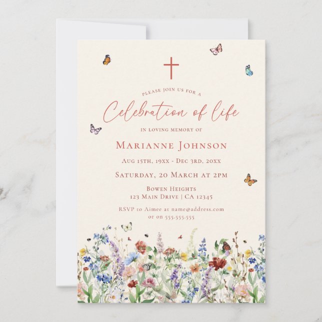 Wildblume-Gedenkfeier Einladung (Vorderseite)