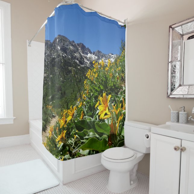 Wildblume Gelb Gebirge Kunstdusche Duschvorhang (Beispiel)