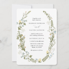 Wildblume Gelb und Blau Hochzeit Einladung