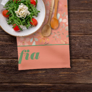 Wildblume gelbes Boho Muster individuelle Name ora Geschirrtuch