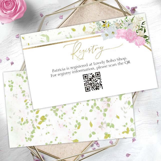 Wildblume Geschenk Registrierung QR Card Brautpart Begleitkarte (Von Creator hochgeladen)