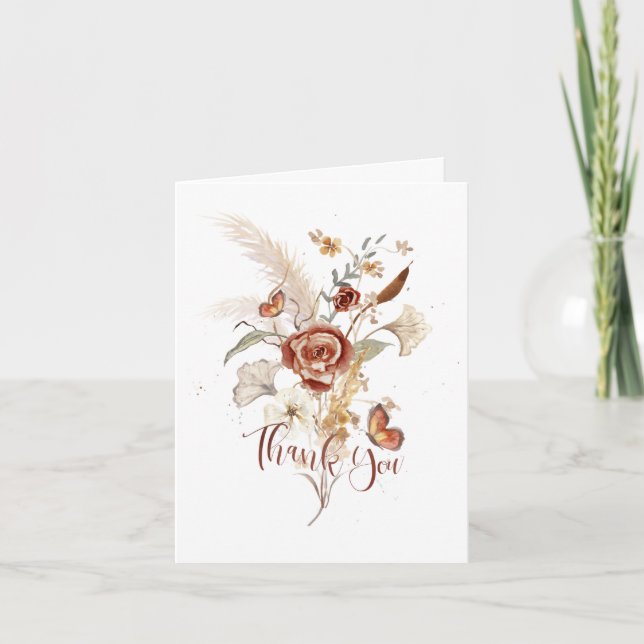 Wildblume getrocknetes Blumenwasser Hochzeit Brida Dankeskarte (Vorderseite)