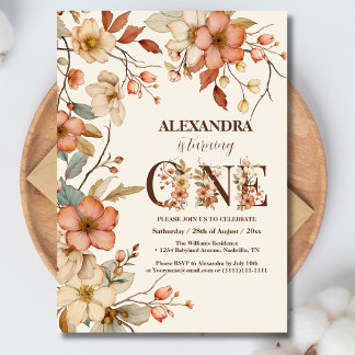 Wildblume Girl 1. Geburtstag Einladung