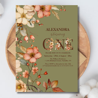 Wildblume Girl 1. Geburtstag Einladung