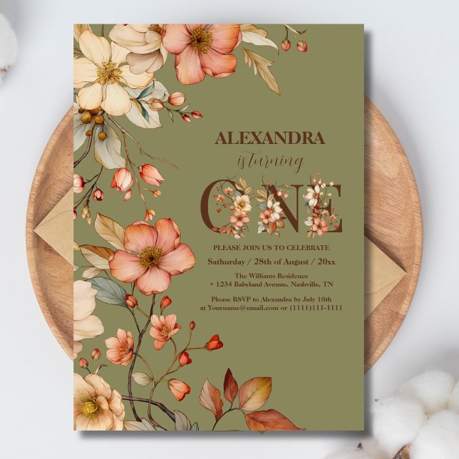 Wildblume Girl 1. Geburtstag Einladung (Von Creator hochgeladen)