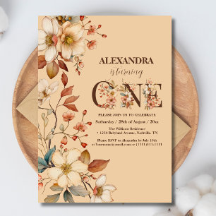 Wildblume Girl 1. Geburtstag Einladung