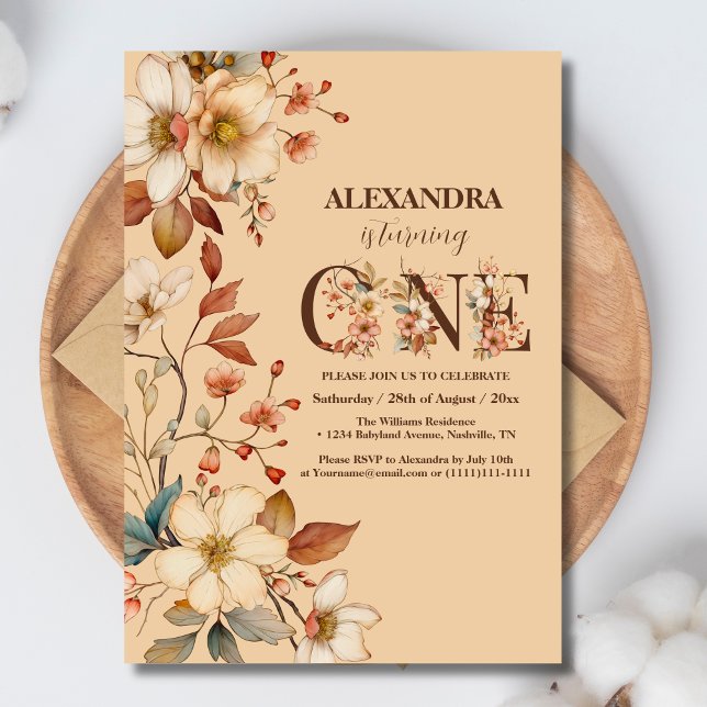 Wildblume Girl 1. Geburtstag Einladung (Von Creator hochgeladen)