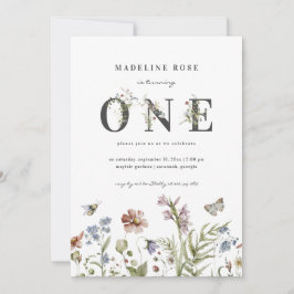 Wildblume Girl 1. Geburtstag Einladung