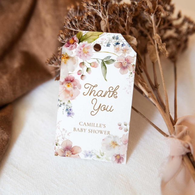 Wildblume Girl Baby Dusche Gefallen Geschenkanhänger (Wildflower Baby Shower Thank you Tag)