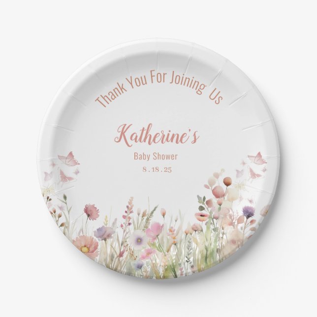 Wildblume Girl Baby Dusche Pappteller (Vorderseite)