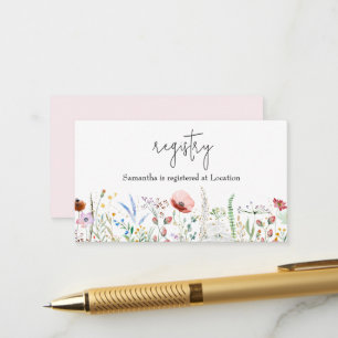 Wildblume Girl Baby Showregister Begleitkarte