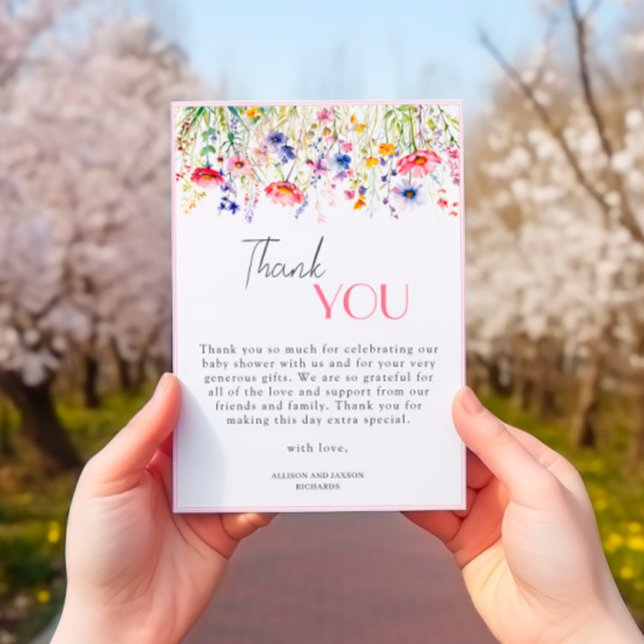 Wildblume Girl Babydusche Dankeskarte (Von Creator hochgeladen)