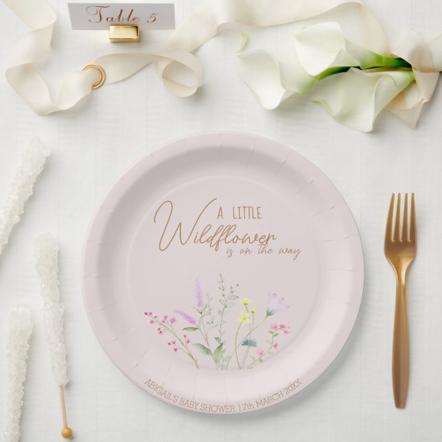 Wildblume Girl Kinderdusche Einladung Pappteller (Hochzeit)