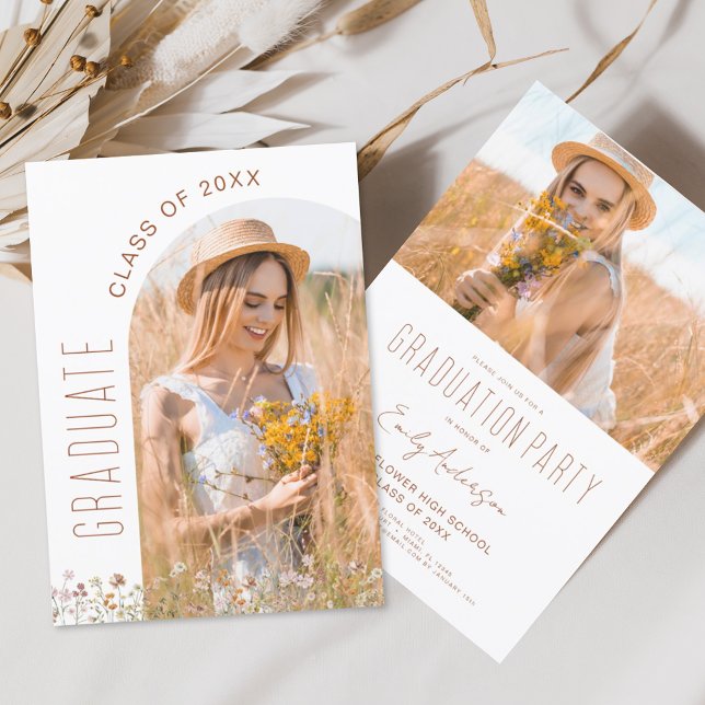 Wildblume Graduation Party Arch Foto Einladung (Von Creator hochgeladen)