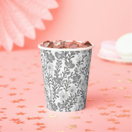 Wildblume Grau Blüten Blumenmuster Brautparty Cust Pappbecher