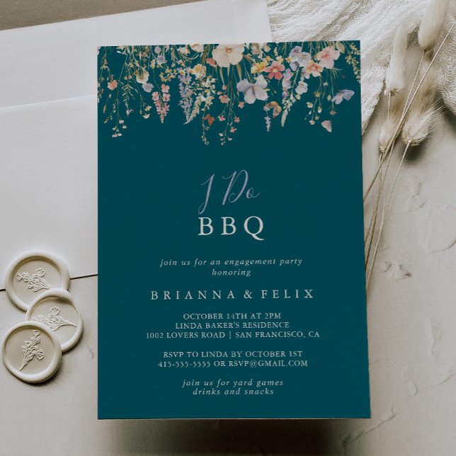 Wildblume Green I Do GRILLEN Engagement Party Einladung (Von Creator hochgeladen)