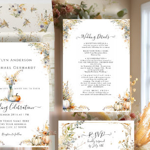 Wildblume Herbst Blumenblätter Hochzeitmenü Einladung