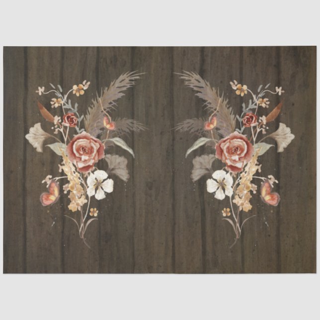 Wildblume Herbst Bouquet Pampas Seidenpapier (Vorderseite)