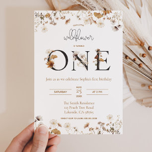 Wildblume Herbst erster Geburtstag Einladung