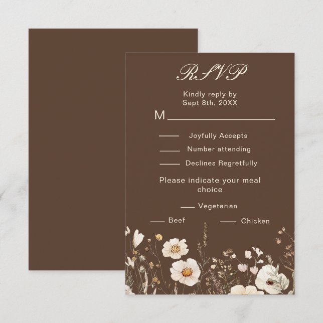 Wildblume Herbstfällt Blumenhochzeit RSVP Karte (Vorne/Hinten)