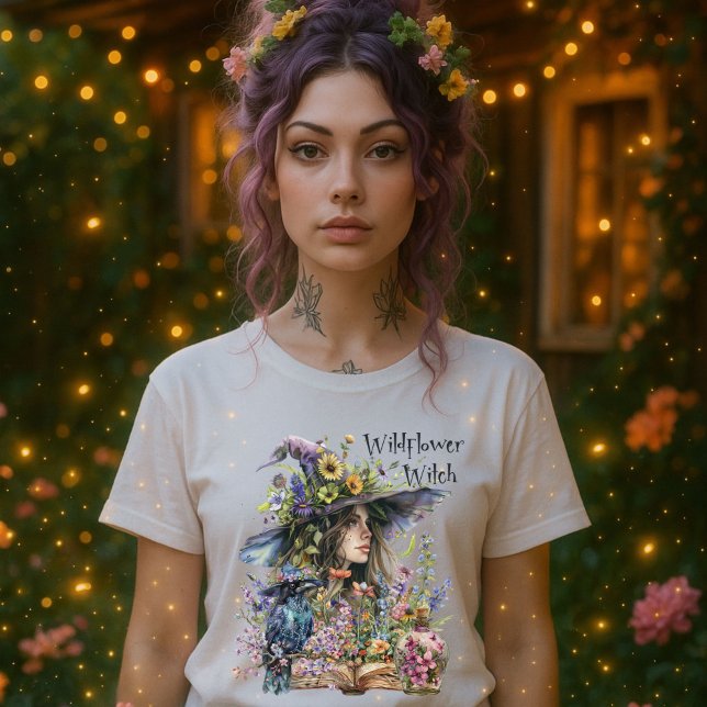 Wildblume Hexe T - Shirt - Blumenzitzer Kunst (Von Creator hochgeladen)