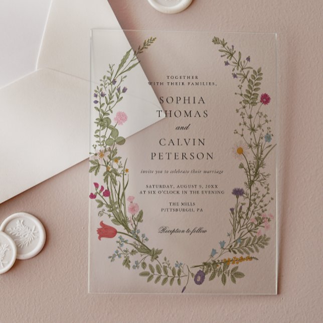 Wildblume Hochzeit Acryleinladungen (Von Creator hochgeladen)