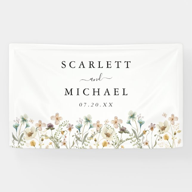 Wildblume Hochzeit Banner (Horizontal)