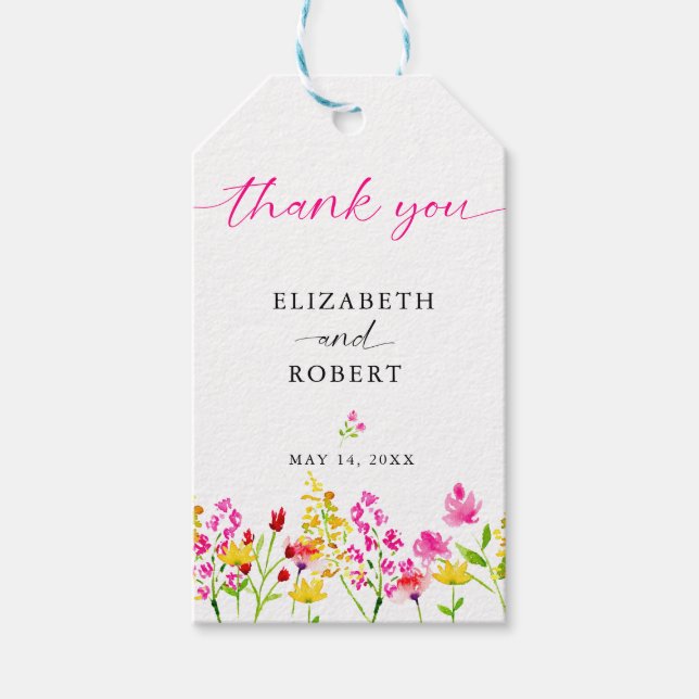 Wildblume Hochzeit Blumenschrift Eleganter Frühlin Geschenkanhänger (Vorderseite)