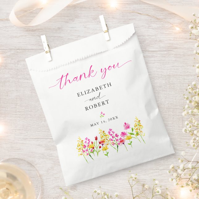 Wildblume Hochzeit Blumenschrift Eleganter Frühlin Geschenktütchen (Ausgeschnitten)