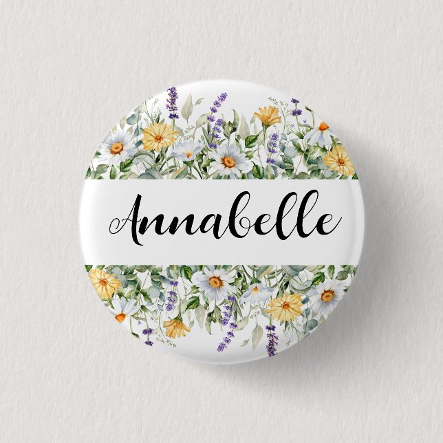 Wildblume Hochzeit Bridesmaid Geschenk Florenz Button (Vorderseite)