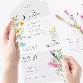 Wildblume Hochzeit der Hübschen Wiesen-Blume All In One Einladung