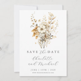 Wildblume Hochzeit | Elfenbeinflachskarte Save the Date