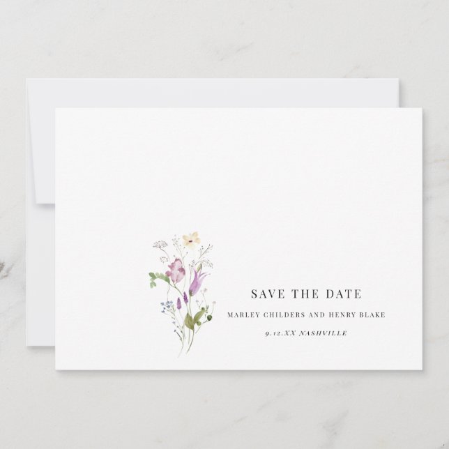 Wildblume Hochzeit Floral Save the Date (Vorderseite)