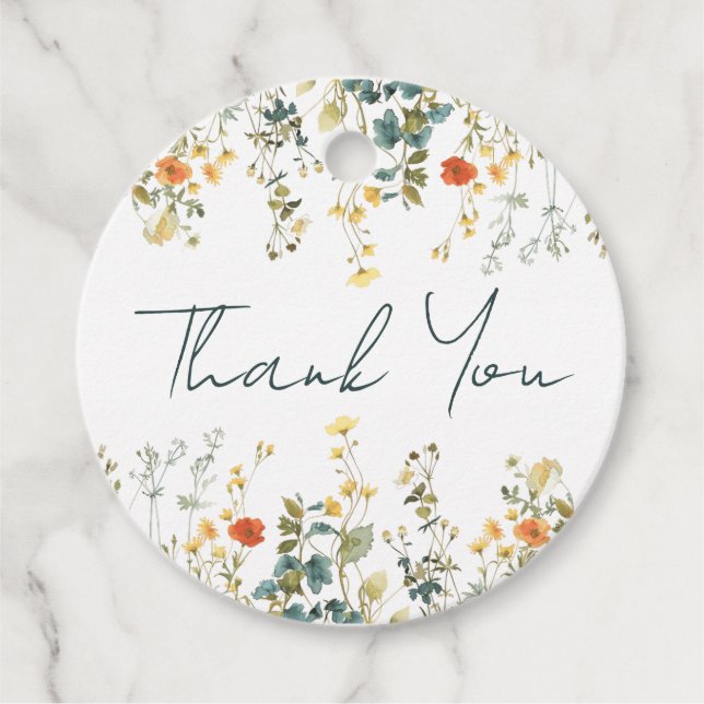 Wildblume Hochzeit Geschenkanhänger (Vorderseite)