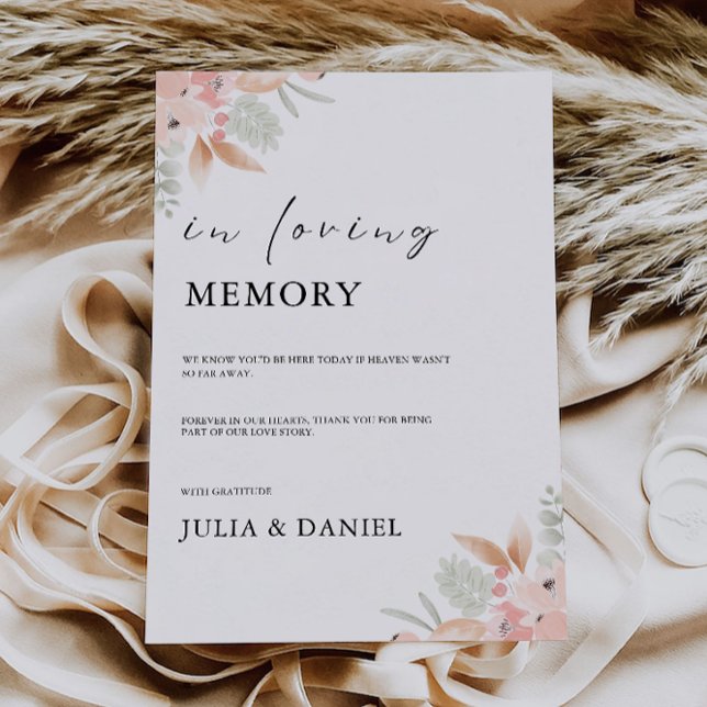 Wildblume Hochzeit im Zeichen des liebenden Gedäch Einladung (Wildflower Wedding In Loving Memory Sign, Invitation)