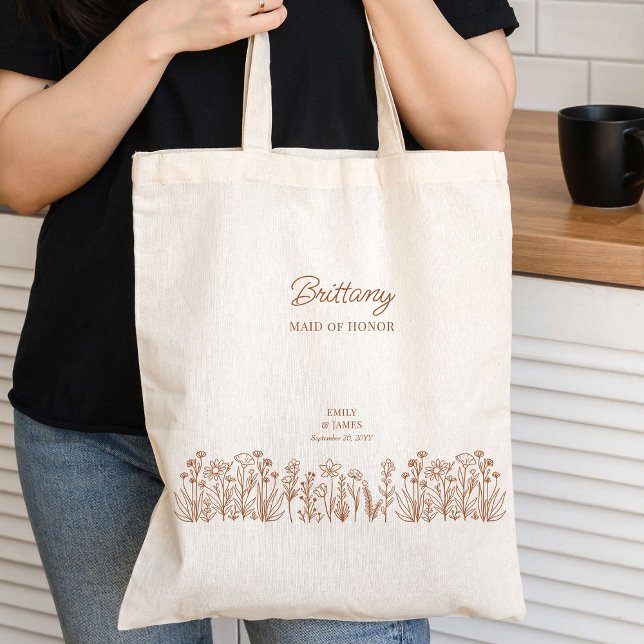 Wildblume Hochzeit jeder farbenfrohen Blumenjungfr Tragetasche (Wildflower Tote Bag to personalize for everyone in your bridal party)