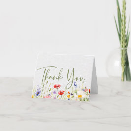 Wildblume Hochzeit mit Aquarellfarben dank Karte