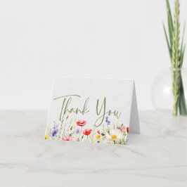 Wildblume Hochzeit mit Aquarellfarben dank Karte