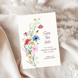 Wildblume Hochzeit mit Blumen und Foto Save The Date