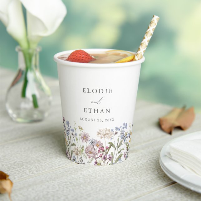 Wildblume Hochzeit Personalisierten Papier Cup Blu Pappbecher (In Situ)