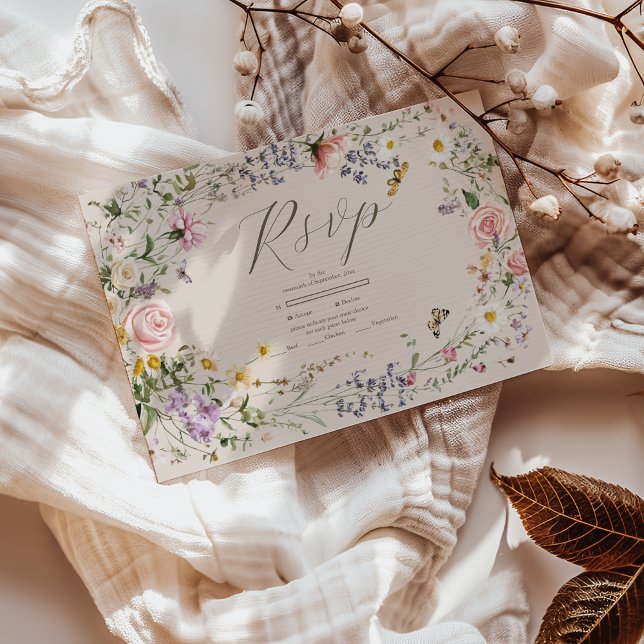 Wildblume Hochzeit rustikale Hochzeit RSVP Karte (Von Creator hochgeladen)