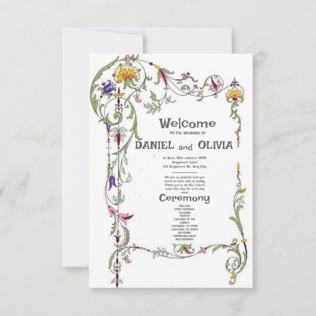 Wildblume Hochzeit rustikale Landprogramme (Vorderseite)