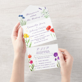 Wildblume Hochzeit Rustikales Land Wilde Blume All In One Einladung