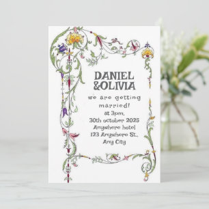 Wildblume Hochzeit Rustikales Land Wilde Blume Einladung