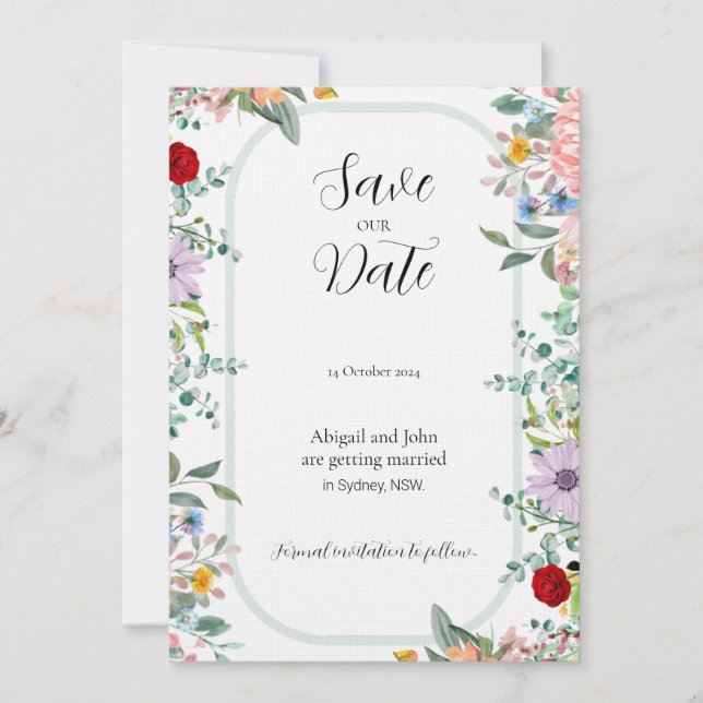 Wildblume Hochzeit Speichern Sie die Datumskarte Save The Date (Vorderseite)