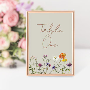 Wildblume Hochzeit Tischnummer
