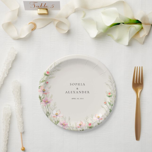 Wildblume Hochzeit von Tellern Pappteller (Hochzeit)