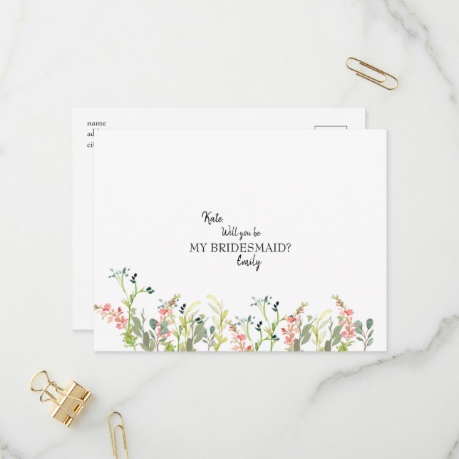 Wildblume Hochzeit wird mein Eingeweih sein Einladungspostkarte (Vorderseite/Rückseite Beispiel)